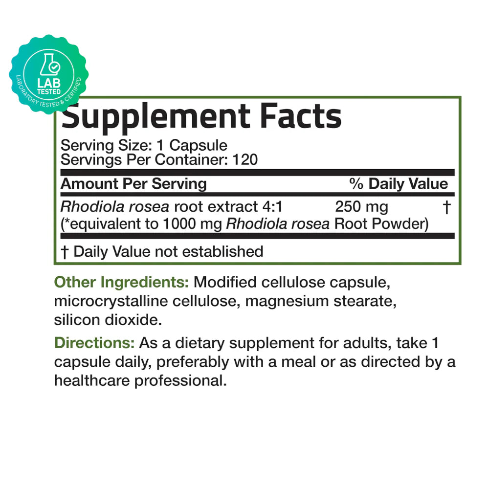 100% PURE RHODIOLA ROSEA