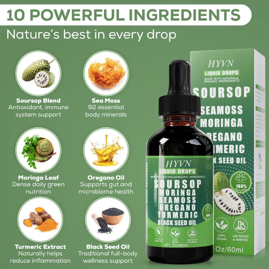 10-in-1 Premium Soursop Extract • Liquid Herbal Concentrate